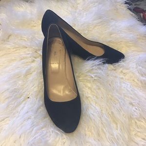 J Crew Martina black suede wedges